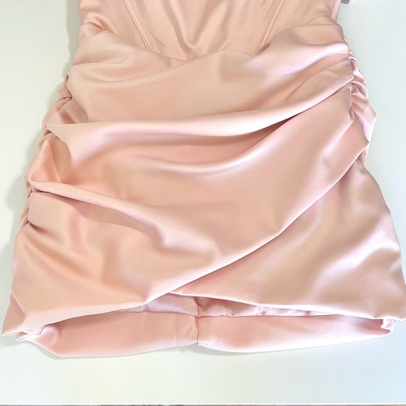 House of CB Coraline Blush Satin Corset Ruched Mini  Dress Large Plus - Picture 13 of 16